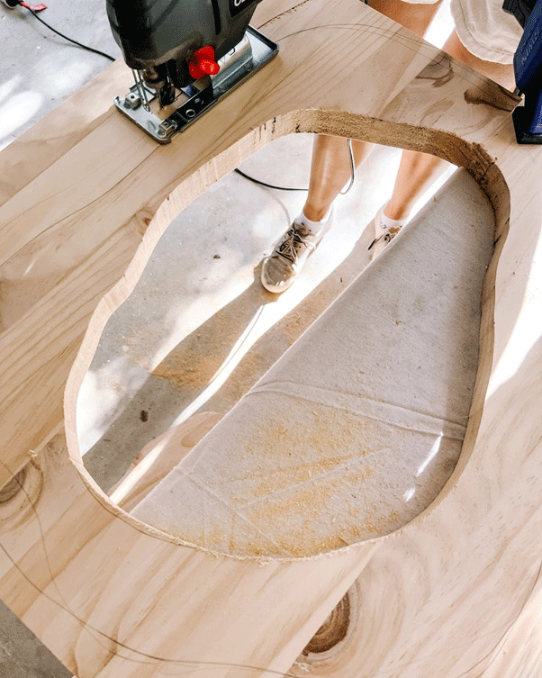 cut out the desired mirror shape