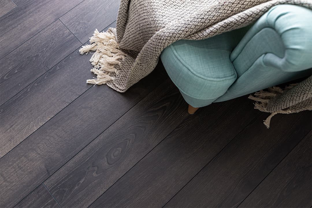 Black Japan floor under armchair