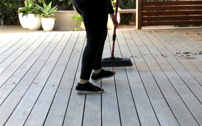 Step One: Sweep down the deck