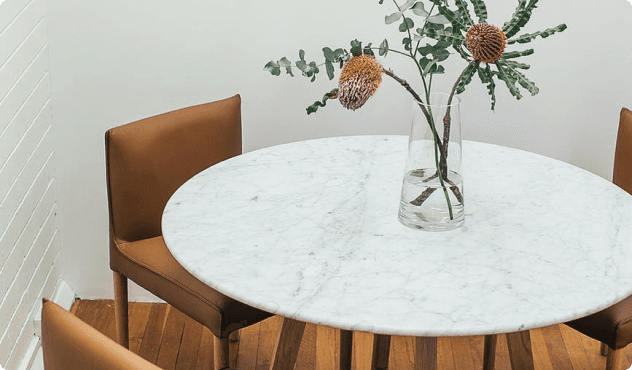 White table with flowers