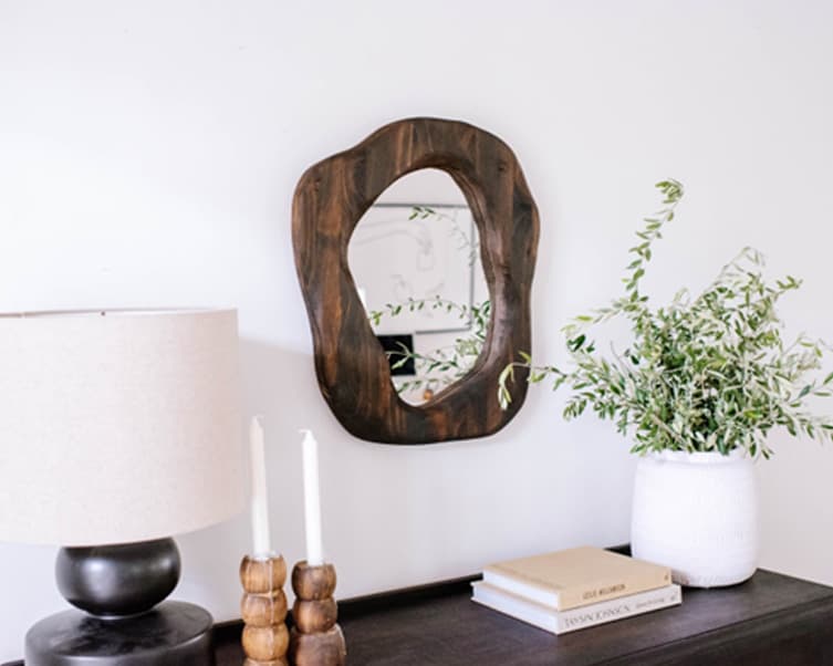 Geneva Vanderzeil's DIY mirror featuring Feast Watson Prooftint in Oak