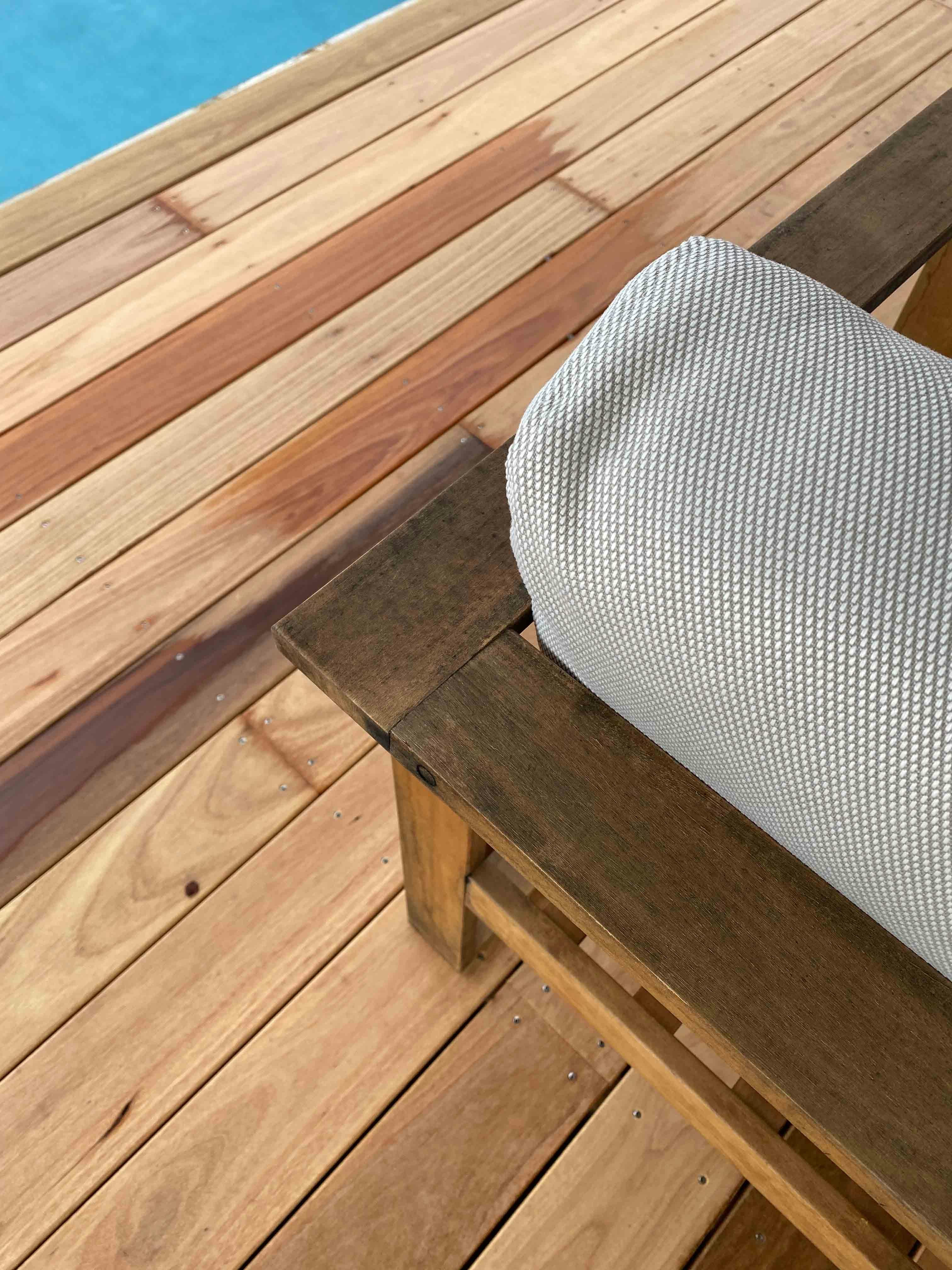 Dot + Pop outdoor furniture before Woodclean™ and Outdoor Timber Oil