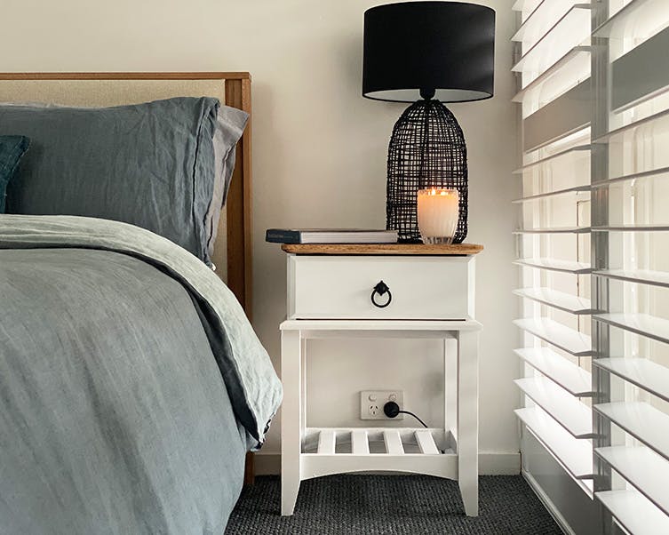 Refresh your bedside table using Feast Watson Timber Floor Paint and Timber Floor Wax.