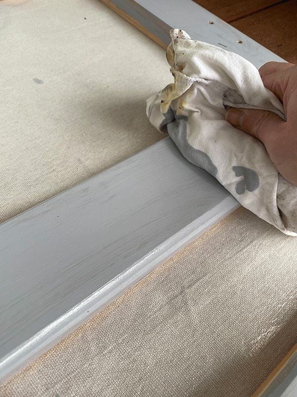 Applying Prooftint & Liming White mixture to kids bed frame