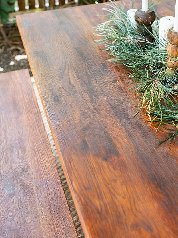 European Oak stained outdoor table