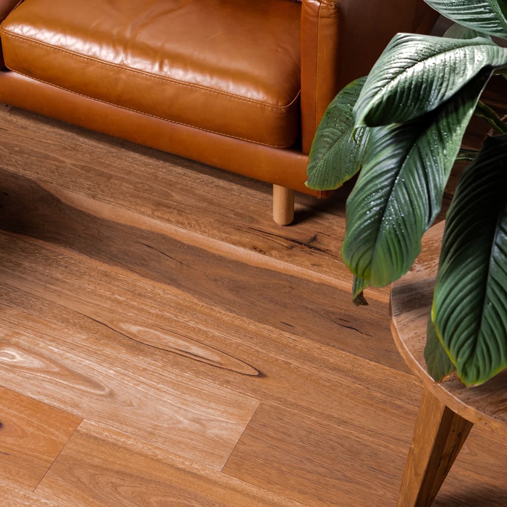 Natural look timber under an armchair