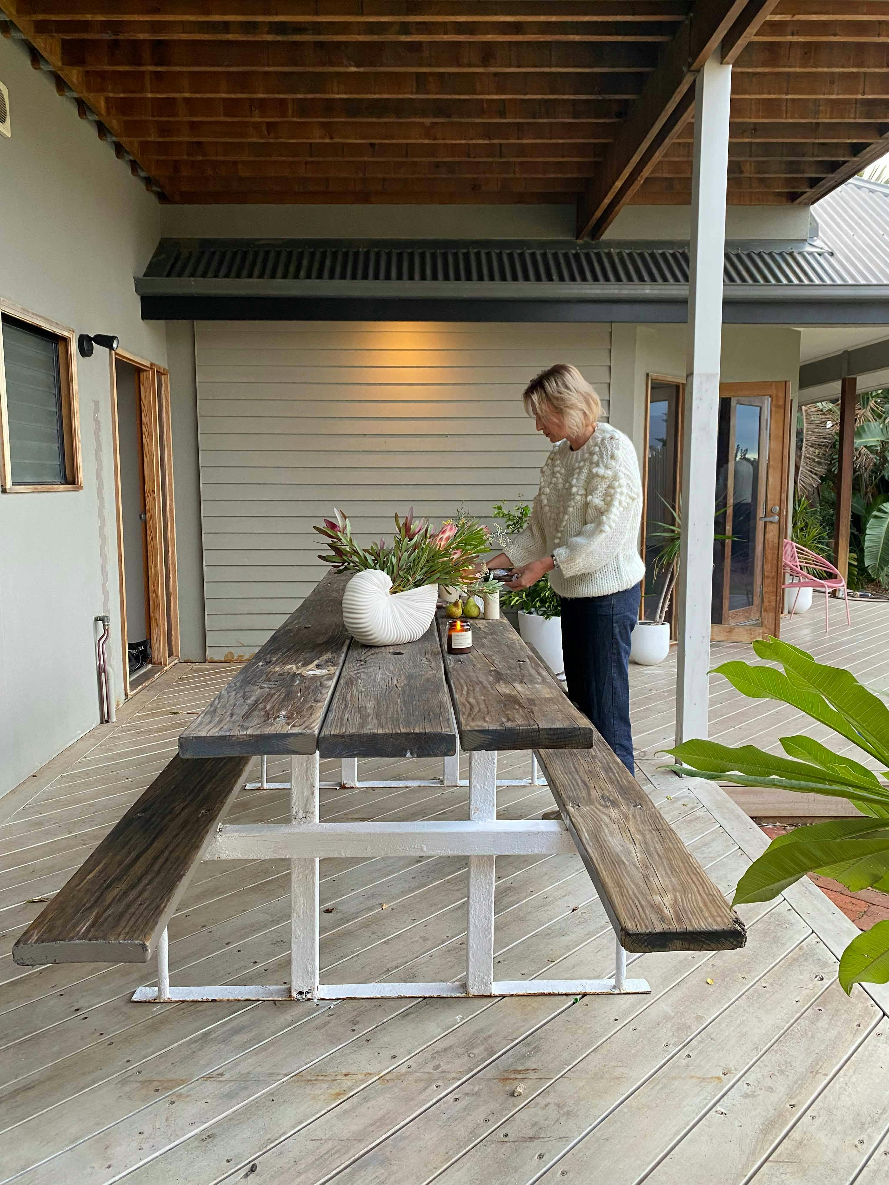 After shot of The Style Hosts' outdoor timber table refresh