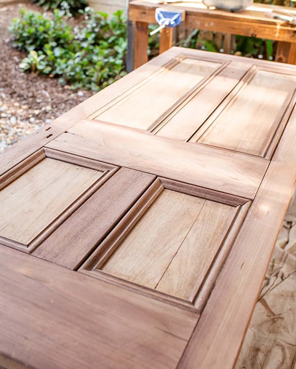 Sanded timber front door