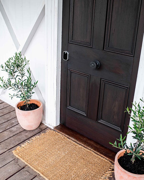 Transformed front door using Feast Watson Timber & Deck Stain in Black Japan