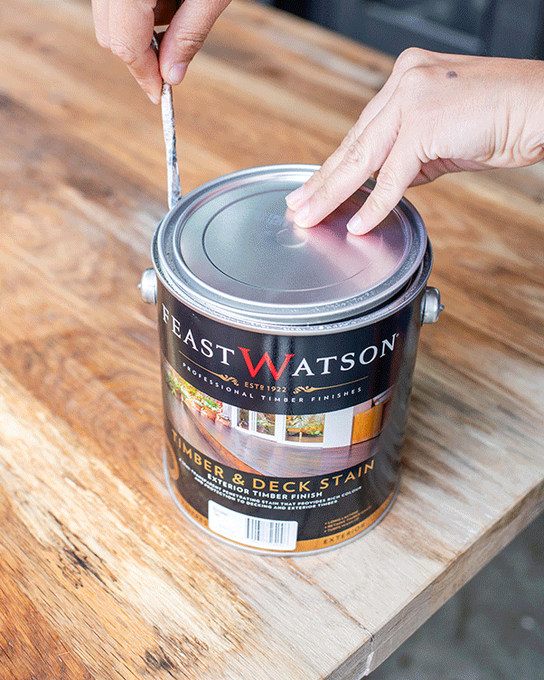 Upcycling an outdoor table with Feast Watson Timber & Deck Stain